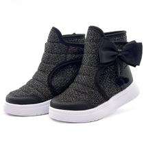 Bota Infantil Feminina Cano Alto Menina Preta/Brilho Gatatuya Bota Infantil Feminina Cano Alto Menina Preta/Brilho Gatatuya