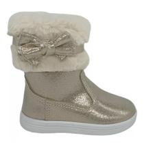 Bota infantil feminina com pelinhos molekinha ref:2127.216 19/25