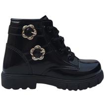 Bota Infantil Feminina Coturno Menina Tratorada Botinha Verniz Brilho Casual Confortável Moda
