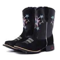 Bota Infantil Feminina Flor Nova Menina Boiadeira Texana Country