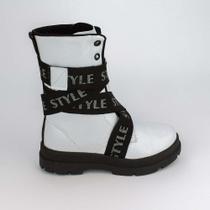 Bota Infantil Feminina Kidy Tiras Style Tratorada Branca