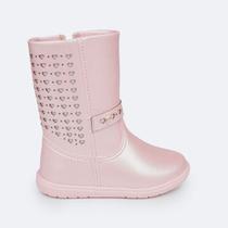 Bota Infantil Feminina Pampili Jujuba Corações Vazados Rosa Glacê 477.008