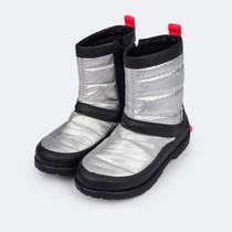 Bota Infantil Feminina Pampili Rubi Comfy Prata e Preta 141071