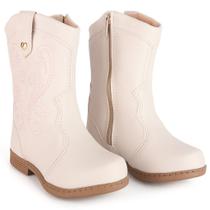 Bota Infantil FemininaTexana Menina Country Cano Médio Detalhes Bordado Zíper na Lateral Conf