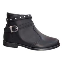 Bota Infantil Juvenil Menina Cano Curto Molekinha Napa Preta