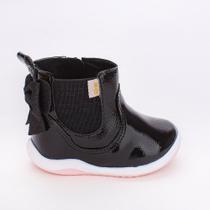 Bota Infantil Kidy Baby Feminino com Elástico e Laço Preto