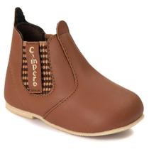 Bota Infantil Masculina de Couro Cano Curto Country