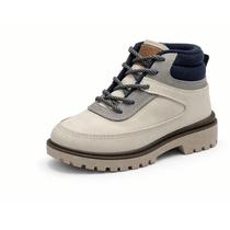 Bota Infantil Masculina Molekinho Conforto e Estilo Tamanho:26Cor:Gelo Com Cinza E Azul-Marinho
