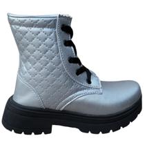 Bota Infantil Menina Botinha Feminina Coturno Junina Rodeio Prateada Lançamento Confortável Moda Inverno