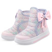 Bota Infantil Menina Cano Alto Feminina Rosa/Brilho Mz Shoes