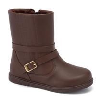 Bota Infantil Menina Cano Médio Klin Fivela Miss Mini Marrom