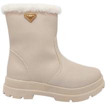 Bota Infantil Menina Casual Dia a Dia Passeio Escola Conforto com Pelinhos Cano Baixo Kidy 363-0048