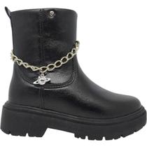 Bota Infantil Menina Coturno Casual Dia a Dia Passeio Escola Tratorado com Corrente Conforto Pampili 681.043
