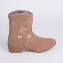 Bota Infantil Menina Kidy Estrelas Dourado Bege Brilho Moderno Western Leve Confortável Bota Infantil Menina Kidy Estrelas Dourado Bege Brilho Moderno Western Leve Confortável
