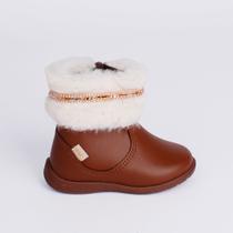 Bota Infantil Menina Kidy Strass Soft Baby Com Pelinho Delicada Confortável Leve Antiderrapante
