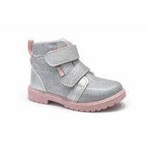 Bota Infantil Menina Klin Rock Mini Estilosa e Confortável Tamanho:25Cor:Prata