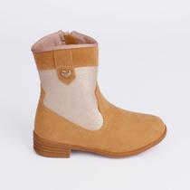 Bota Infantil Menina Montaria Kidy Baby Cano Médio Caramelo Delicada Brilho Antiderrapante
