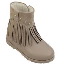 Bota Infantil Menina Pampili com Franja Rubi na cor Bege Tamanho:20 Bota Infantil Menina Pampili com Franja Rubi na cor Bege Tamanho:20