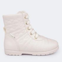 Bota infantil menina pampili corações bordados nude Bota infantil menina pampili corações bordados nude