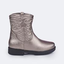 Bota Infantil Menina Safira Western Grafite Metalizado Pampili Bota Infantil Menina Safira Western Grafite Metalizado Pampili