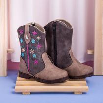 Bota Infantil MeninaTexana Bordada Com Flores Bota Infantil MeninaTexana Bordada Com Flores