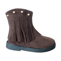 Bota Infantil Molekinha Baby Rasteira com Franja Confortável, Antiderrapante e Charmosa