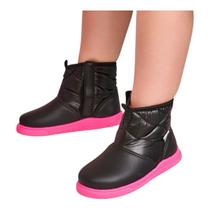 Bota infantil pampili pom pom confy preto/pink 699061