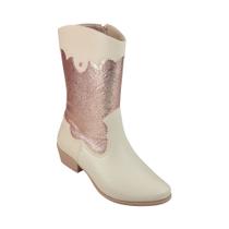 Bota Infantil Pampili Texana Cano Alto Nude/Cobre Rosê