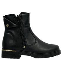 Bota Infantil Para Meninas Preta Com Dourado Pink Cats V6072 Bota Infantil Para Meninas Preta Com Dourado Pink Cats V6072