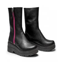 Bota Infantil Pink Cats Cano Médio Preto V2563 Bota Infantil Pink Cats Cano Médio Preto V2563