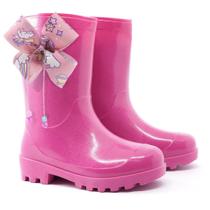 Bota Infantil Rosa Com Laço de Unicórnio Galocha Para Menina - Innpro