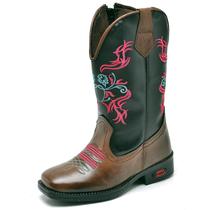 Bota Infantil Texana Cano Bordado Rosa Fakcini - 586 - Telha Bota Infantil Texana Cano Bordado Rosa Fakcini - 586 - Telha