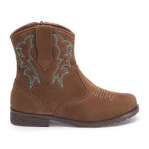 Bota Infantil Texana Country Feminina Marrom Bordada