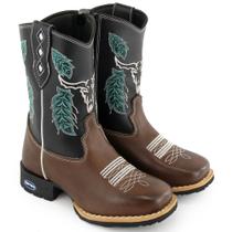 Bota Infantil Texana Menino Menina em Couro Bordado Boi Flores Bota Infantil Texana Menino Menina em Couro Bordado Boi Flores
