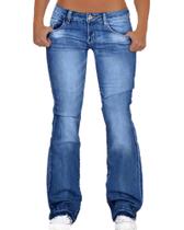 Bota jeans PEIHOT de cintura baixa cortada para mulheres GG, azul médio Bota jeans PEIHOT de cintura baixa cortada para mulheres GG, azul médio