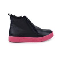 Bota Juvenil Feminina Ploc Peluciada Preta e Rosa - 01IJ