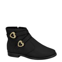 Bota Juvenil Meninas Cano Curto Corações Molekinha 2181.108 - Preto - 29