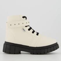 Bota Klin Rock Juvenil Off White e Preto