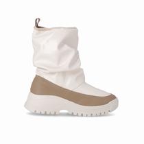 Bota Lana Cano Médio Salto Médio Off White com Areia