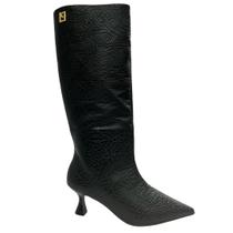 Bota Lança Perfume Feminina Cano Longo Preto Couro