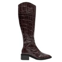 Bota Lança Perfume Montaria Feminina Coffee Couro Croco
