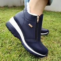 Bota Lanin Napa Azul Peluciada Com Lã Pelinhos Tênis