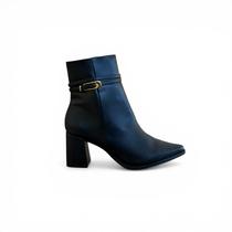Bota Lara Rosa Lizi Cano Curto Fivela Conforto Feminino - Bota Lara Rosa Lizi Cano Curto Fivela Conforto Feminino -