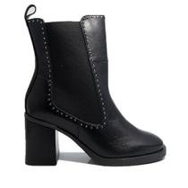 Bota Maithe Couro Salto Bloco Elástico Lateral