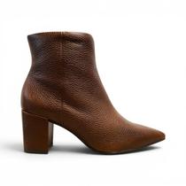 Bota Marrom em Couro com Salto Bloco 8cm Cor:MarromTamanho:34