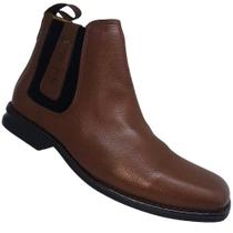 Bota Masculina Adulta Em Couro Cor Café Levfort