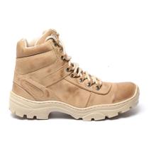 Bota Masculina Adventure Areia Couro Resistente Confortável Cano Curto Botina Militar Tático Manchada