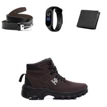 Bota masculina adventure kit com carteira, correia e relógio Bota masculina adventure kit com carteira, correia e relógio