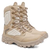 Bota Masculina Bege Coturno Sola Tratorada Cano Médio Militar Esportivo