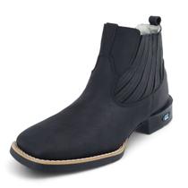 Bota Masculina Botina Confortável Texana Chelsea Country Preto Bota Masculina Botina Confortável Texana Chelsea Country Preto